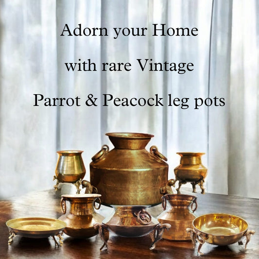 Adore your Home with Rare Vintage Brass Parrot & Peacock leg pots