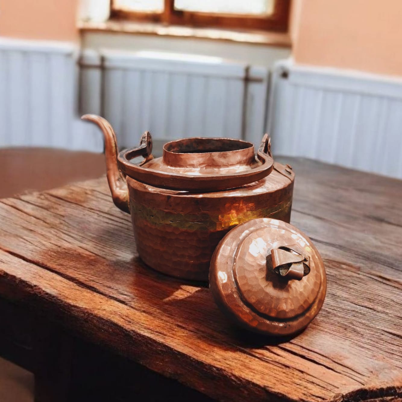ORIGINAL ANTIQUE: AT/021 - Original Antique Pure Copper Beautifully hammered Tea Kettle | KITCHENWARE | UTENSILS | HOME APPLIANCES