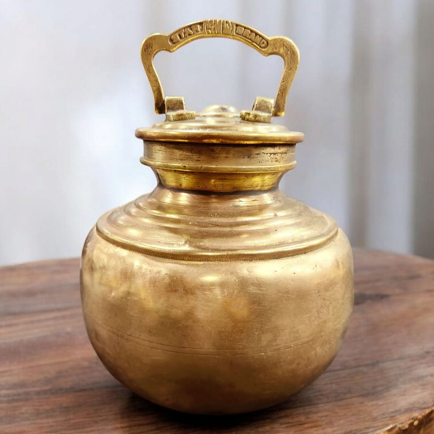 ORIGINAL ANTIQUE: AT/126 - Vintage Rare Pure Brass Very Beautiful Round Shape Gangajal Lota Traditionally Known As "KAMANDAL" | KITCHENWARE | UTENSILS | HOME APPLIANCES