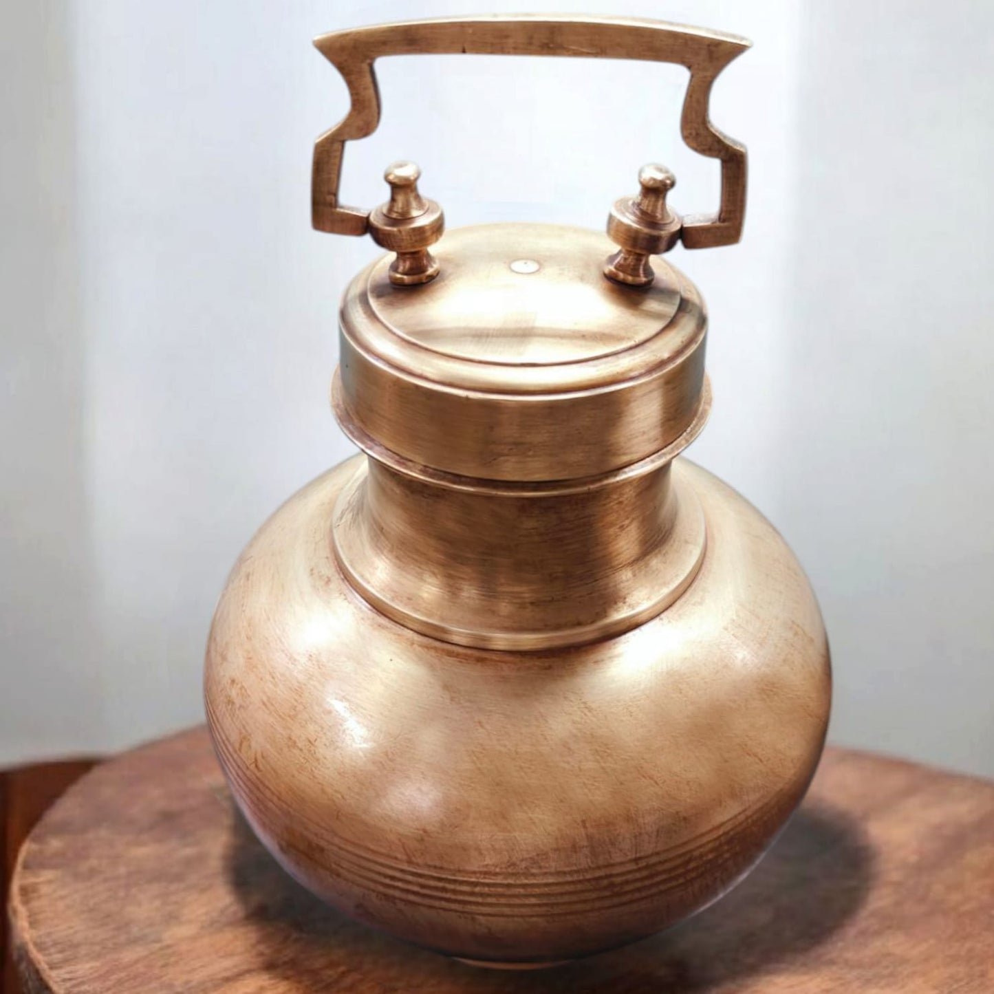 ORIGINAL ANTIQUE: AT/131 - Vintage Rare Pure Brass Very Beautiful Round Shape Gangajal Lota Traditionally Known As "KAMANDAL" | KITCHENWARE | UTENSILS | HOME APPLIANCES