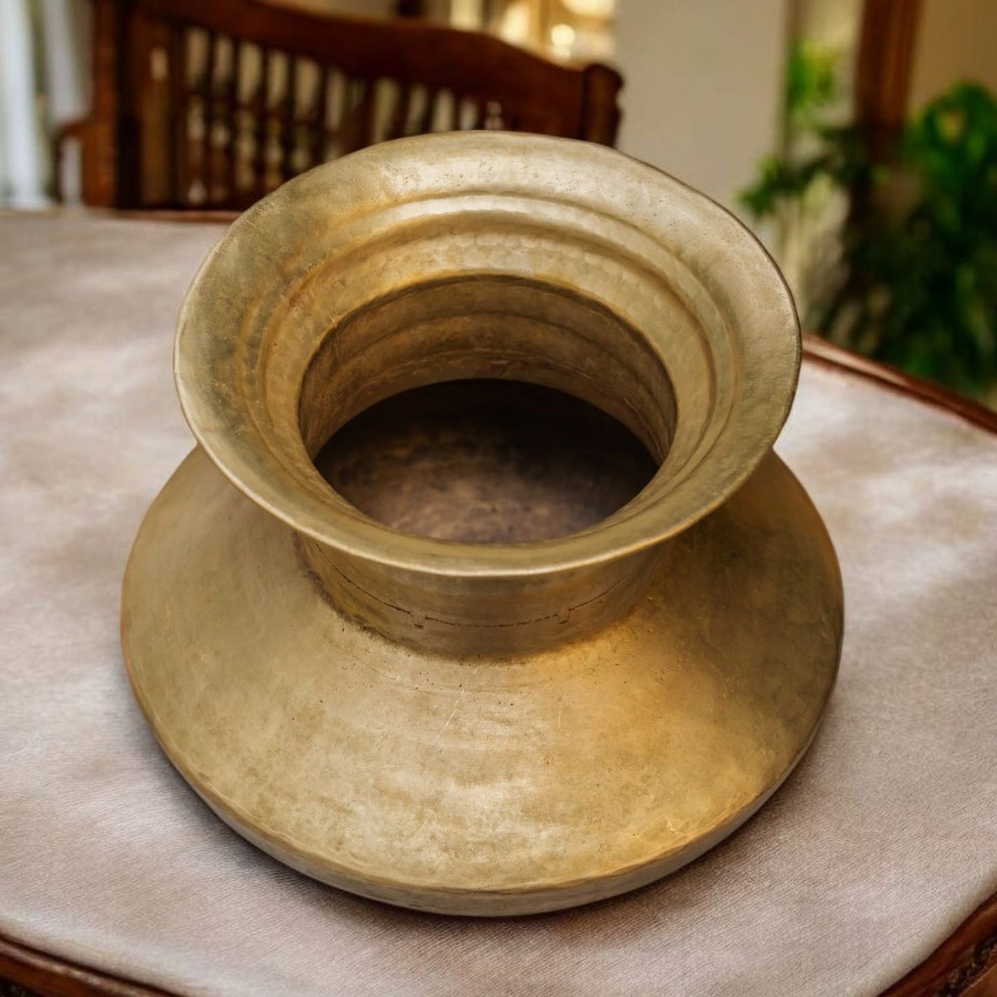 ORIGINAL ANTIQUE: AT/003 - Vintage Pure Brass Very Rare Beautiful Shape Multipurpose Water Pot | Flower Vase | Planter.