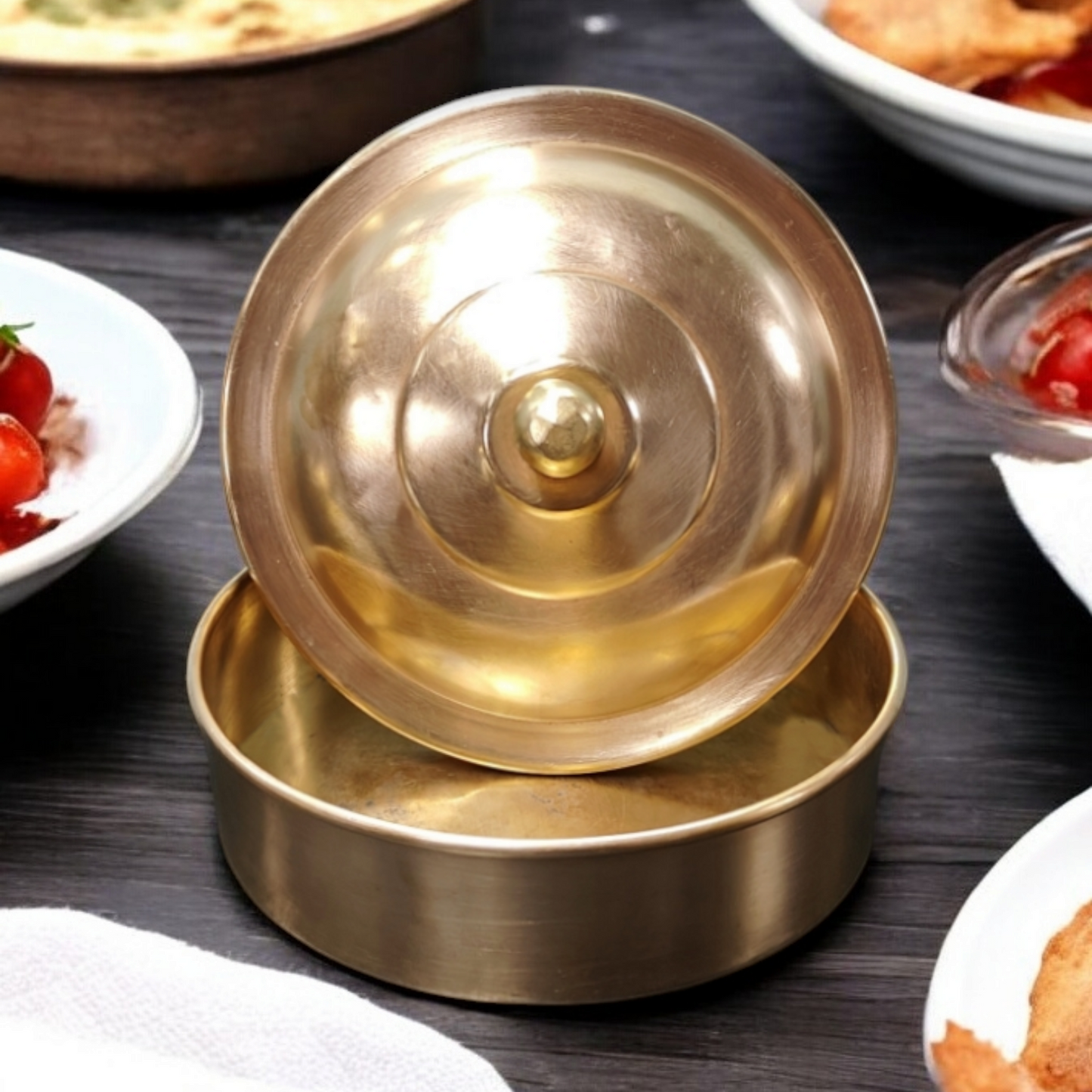 ORIGINAL ANTIQUE: AT/005 - Antique Brass Roti Dabba/Chapati Box | KITCHENWARE | UTENSILS | HOME APPLIANCES