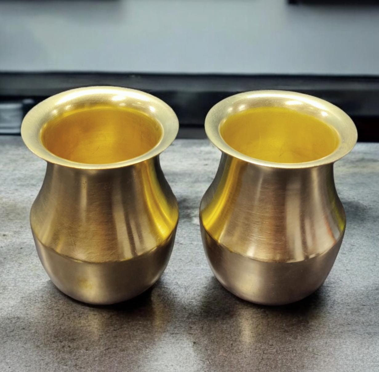 ORIGINAL ANTIQUE: AT/027 - Set Of 2 Vintage Rare Pure Brass Great Quality Kalash | KITCHENWARE | UTENSILS | HOME APPLIANCES