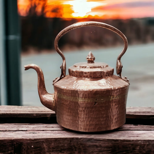 AT/029 - Antique Solid Hammered Copper Tea Kettle