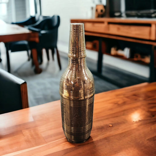 NW/023 - Very Beautifully Engraved Pure Brass Antique Water Bottle