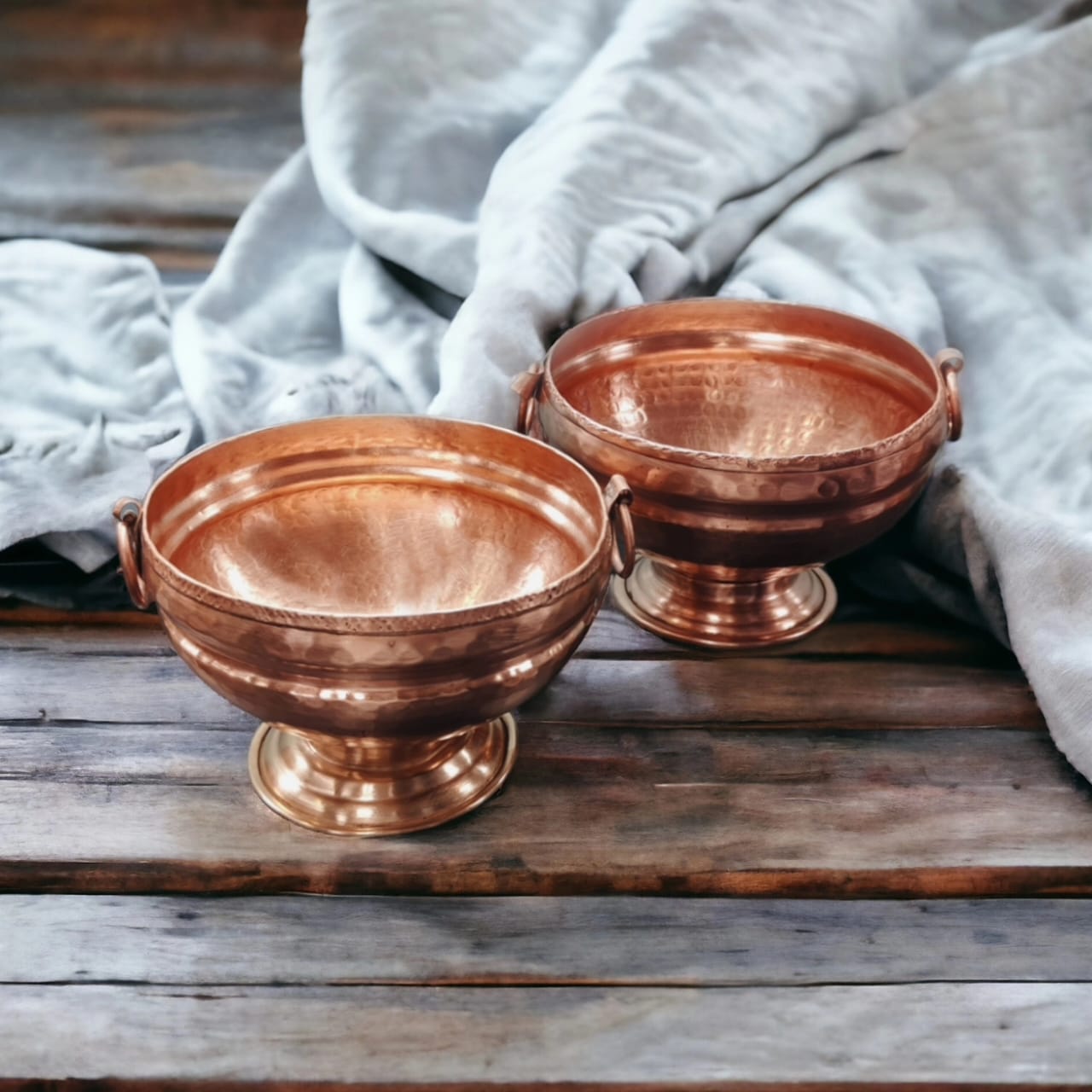 NW/052 - Set Of 2 - FOR COPPER LOVERS. Antique Copper Gangalam Bowl | Gangal