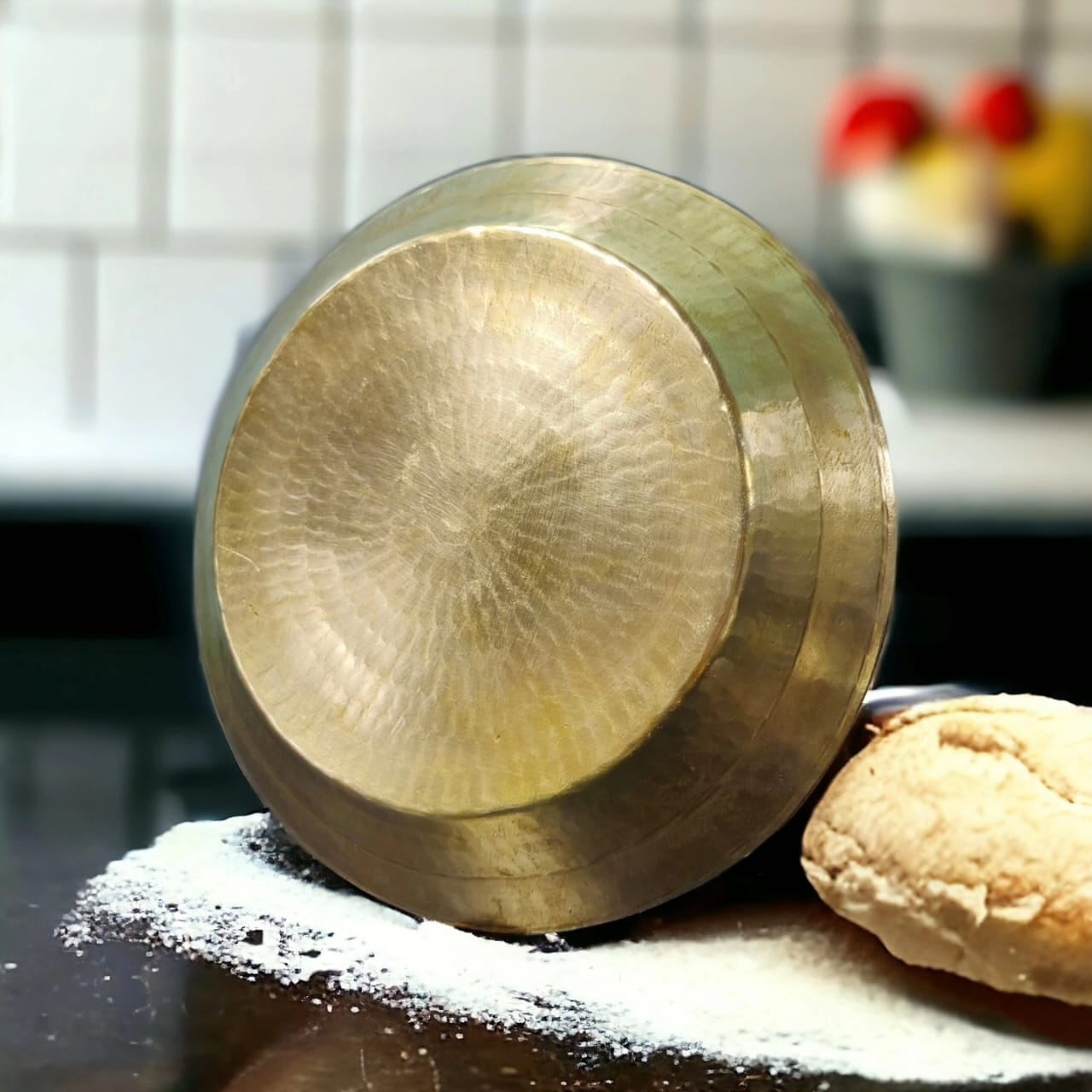 AT/011 - Beautiful Hammered Pure Brass Antique Big Size Parath For Dough.