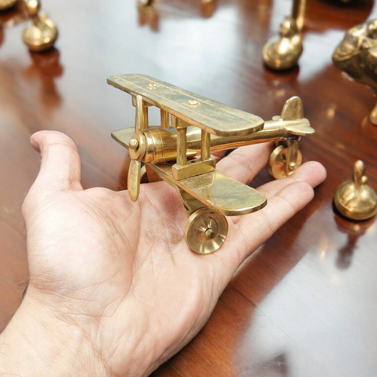 Pure Brass Vintage Aeroplane Miniature Showpiece