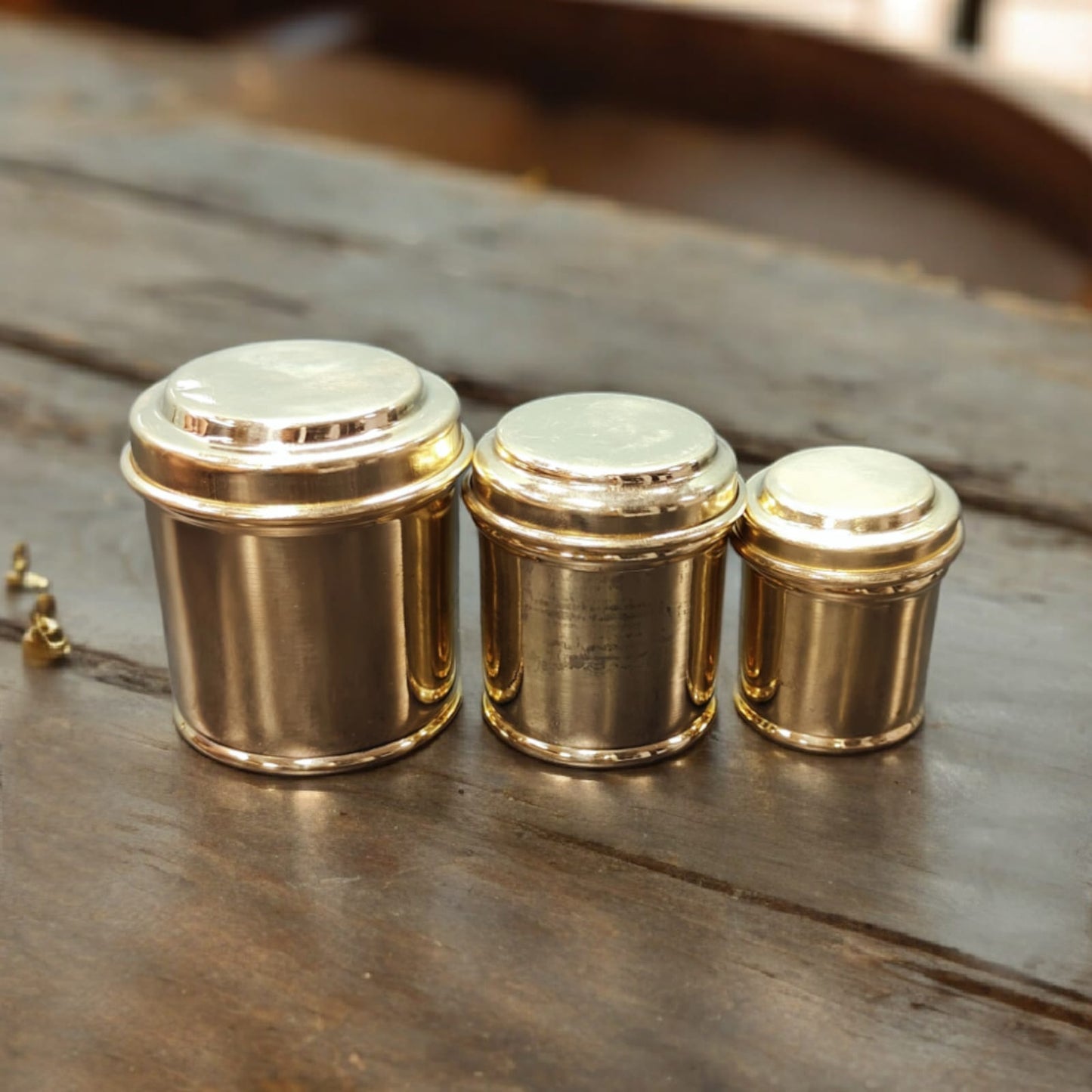 Set Of 3 Miniature - Storage Containers / Masala Dabba / Bucket Showpiece