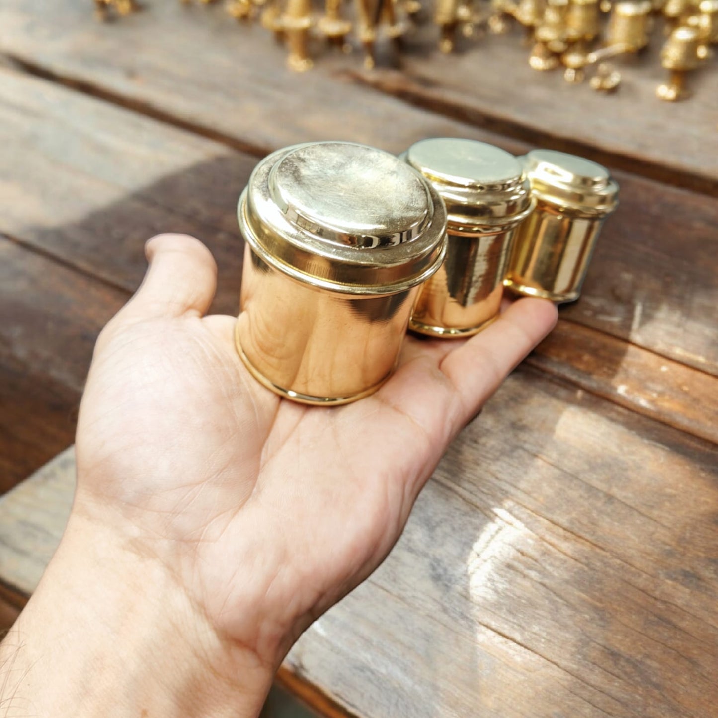 Set Of 3 Miniature - Storage Containers / Masala Dabba / Bucket Showpiece