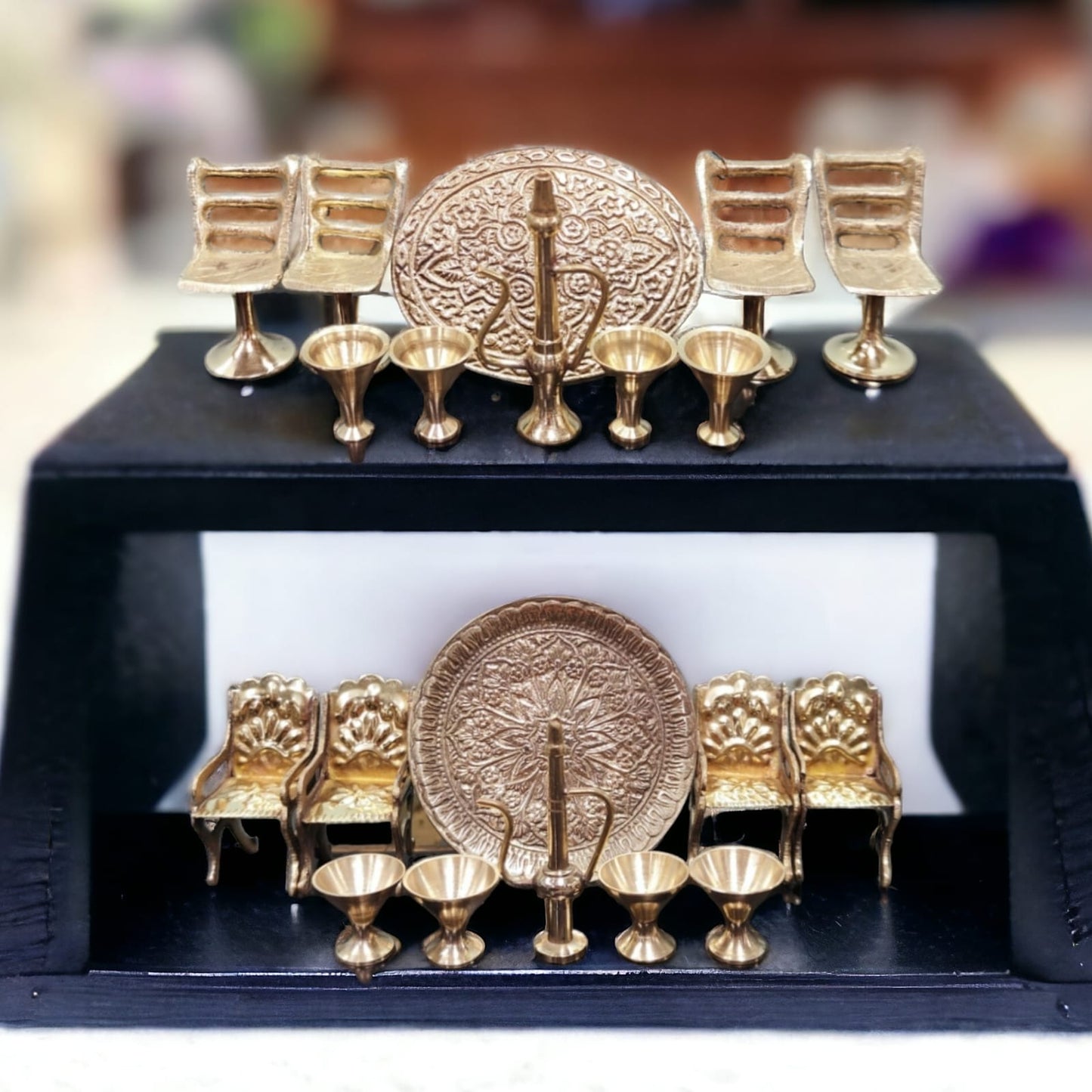 Set Of 2 Miniatures - Raja Maharaja Dinning Table Set Showpiece