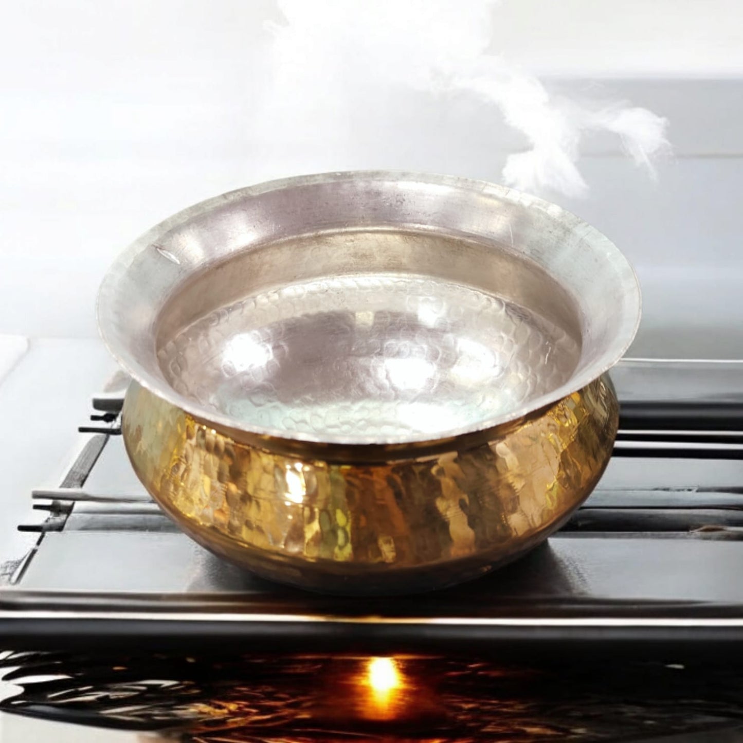 NW/039 - 100% Pure Brass Hammered Biryani Handi with Kalai Inside For Cooking Purpose