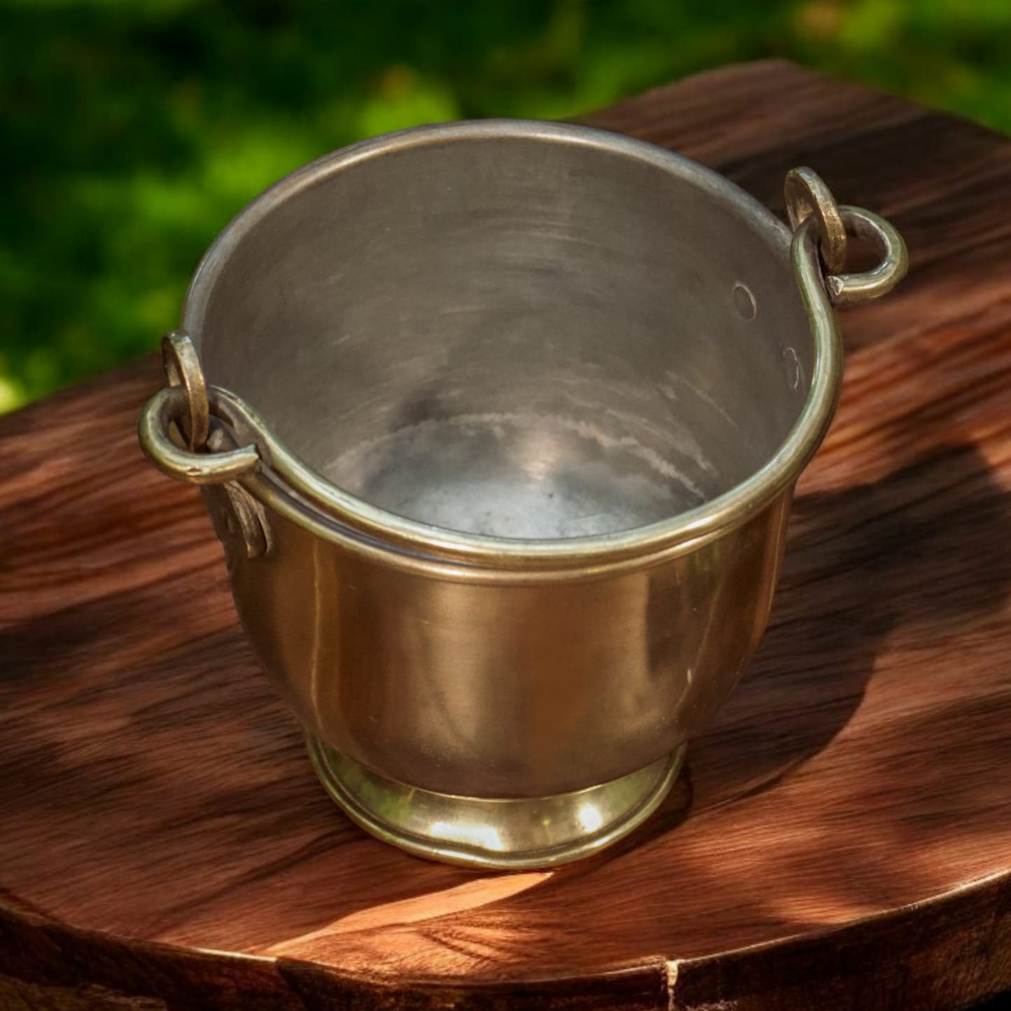 AT/028 - Vintage Pure Brass Balti with Swing Handle | Antique Brass Ice Bucket