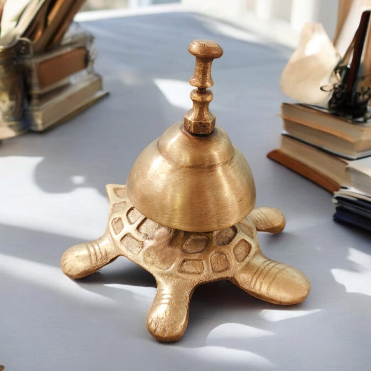 AT/059 - Vintage Pure Brass Tortoise Shape Original Antique Table Bell