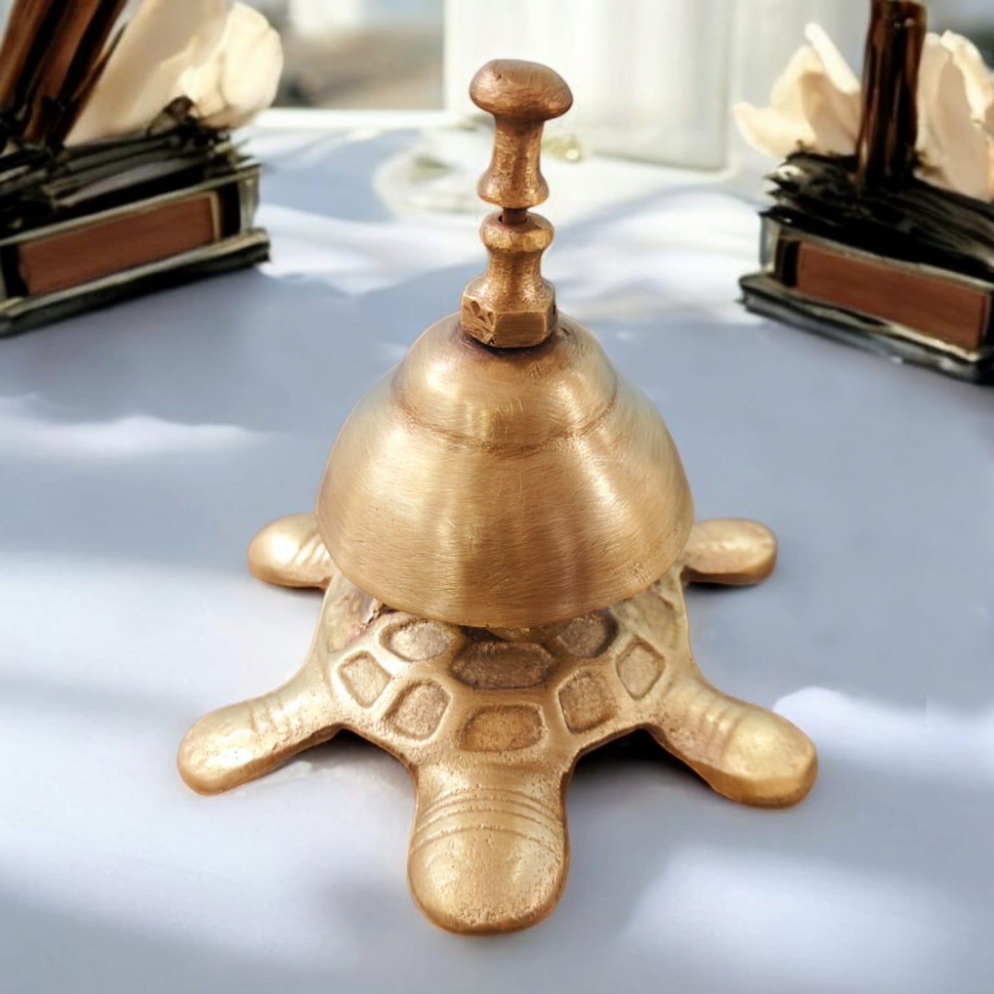 AT/059 - Vintage Pure Brass Tortoise Shape Original Antique Table Bell