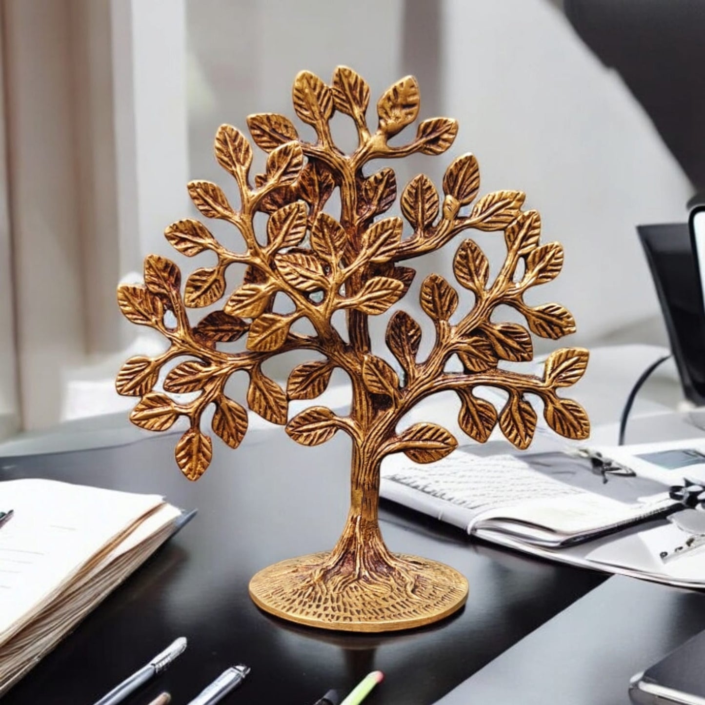 NW/045 - 100% Pure Brass Kalpvriksha Good Luck Tree For Home Decor.