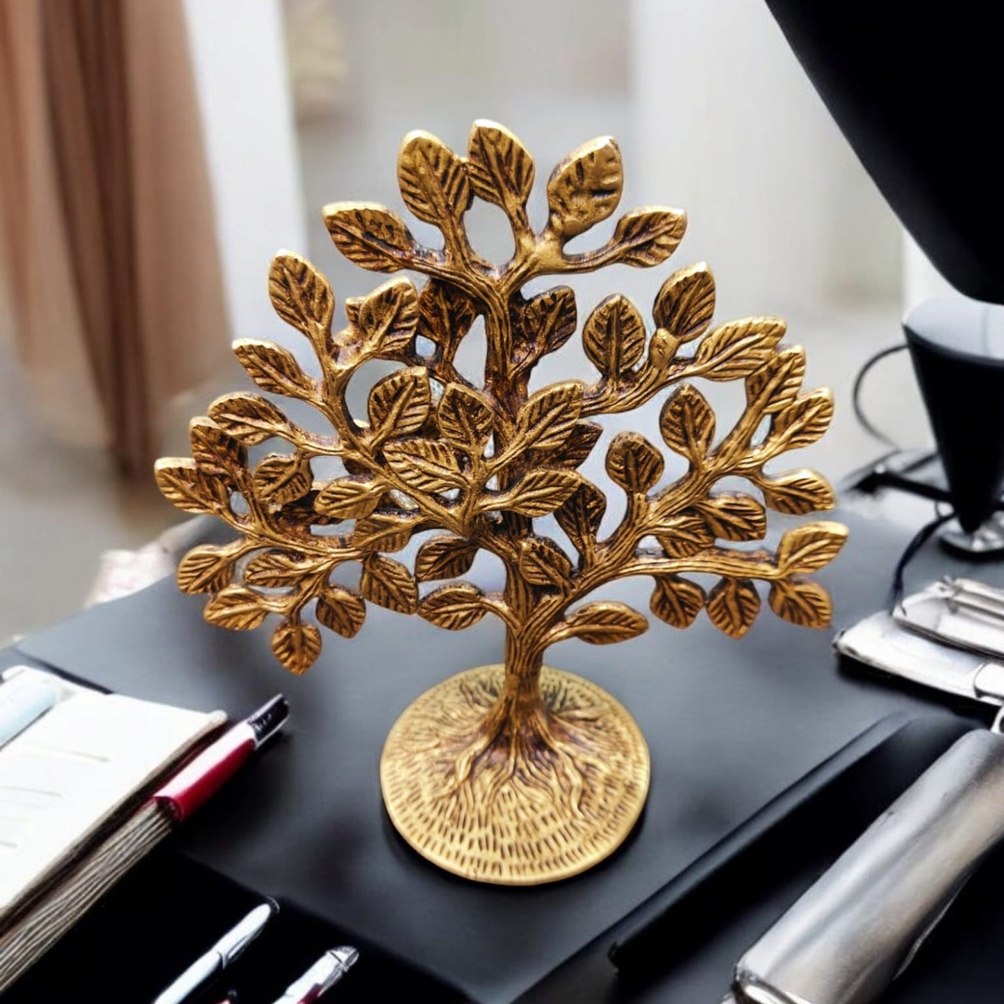 NW/045 - 100% Pure Brass Kalpvriksha Good Luck Tree For Home Decor.