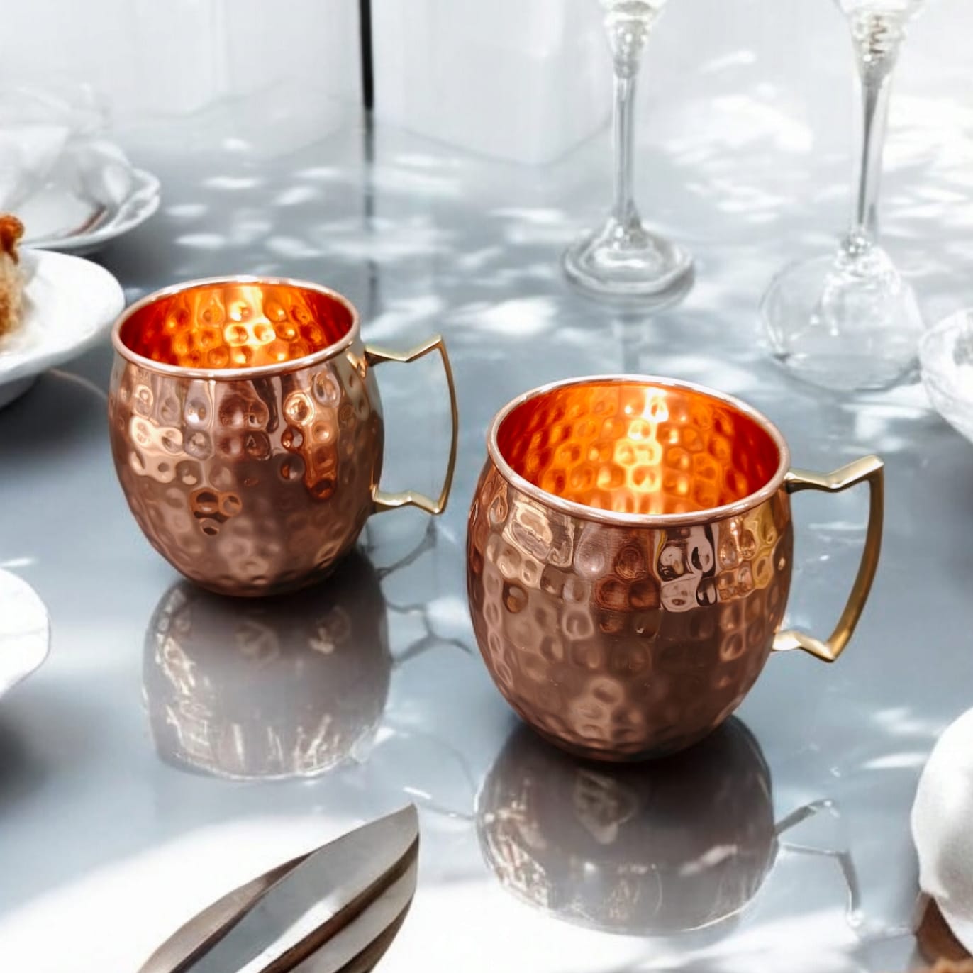 NW/042 - Set Of 2 - 100% Pure Copper Very Beautiful Mugs.