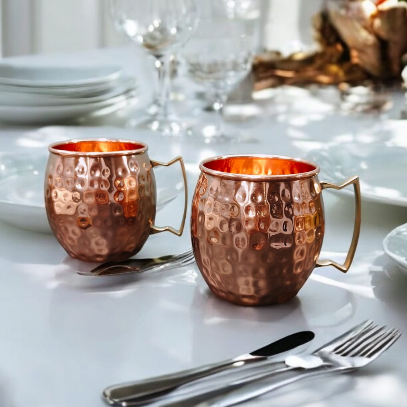 NW/042 - Set Of 2 - 100% Pure Copper Very Beautiful Mugs.