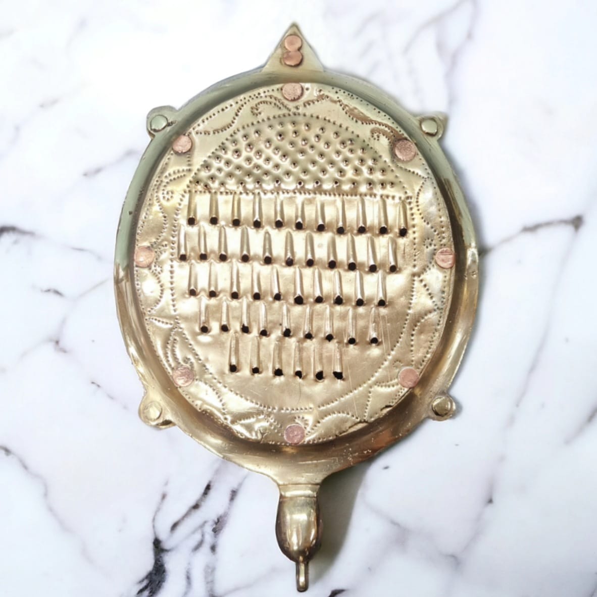 AT/122 - Rare Vintage Pure Brass Tortoise Shaped Grater