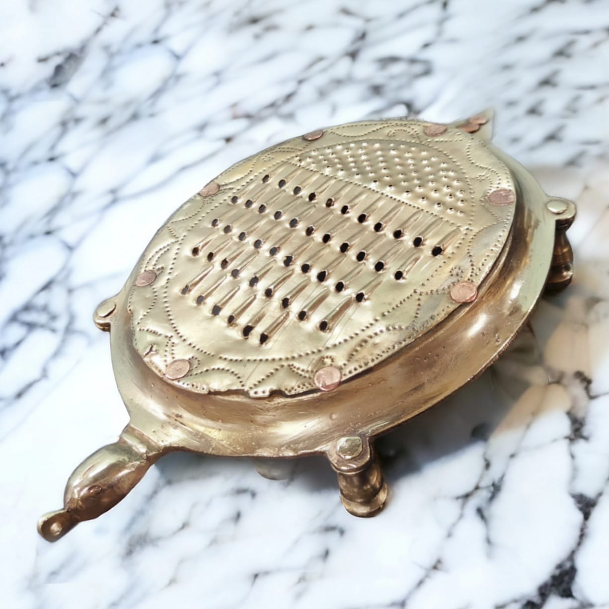 AT/122 - Rare Vintage Pure Brass Tortoise Shaped Grater