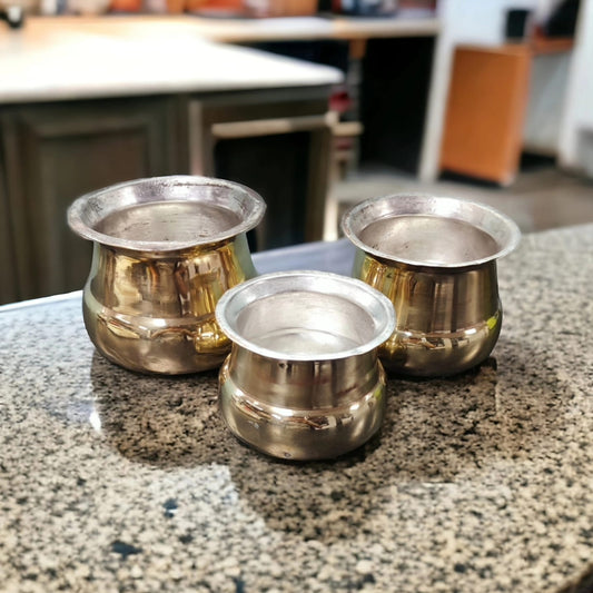 AT/142 - Set of 3 - Original Antique Pure Brass Kitchenware