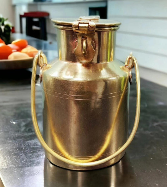 AT/096 - Rare Vintage Original Antique Pure Brass Milk Canister | Storage Container