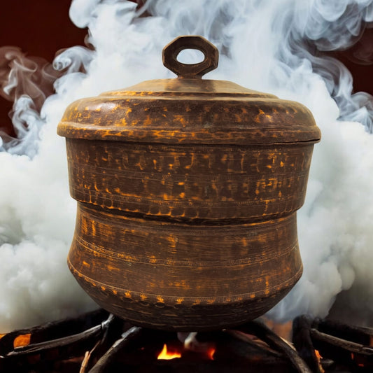 AT/175 - Rare Vintage Pure Brass Idli Steamer Pot with 2 inserts each including 3 Idli moulds