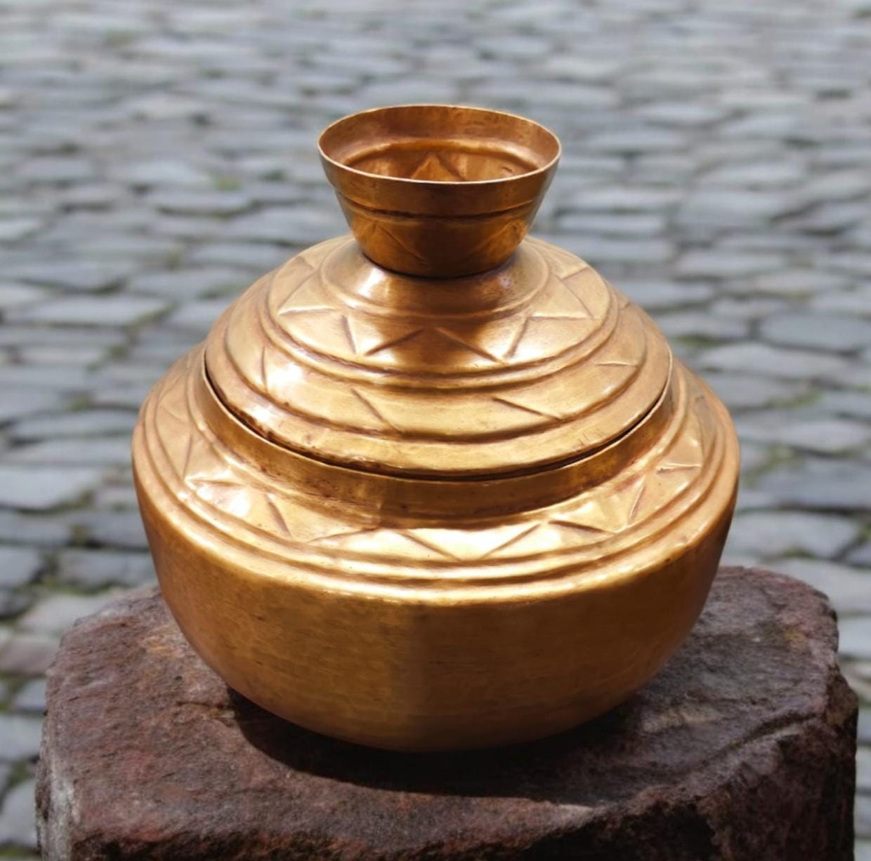 AT/176 - Vintage Rare Pure Brass Original Antique Beautiful Shape Grain | Rice | Chapati | Multi Purpose Pot | Storage Box