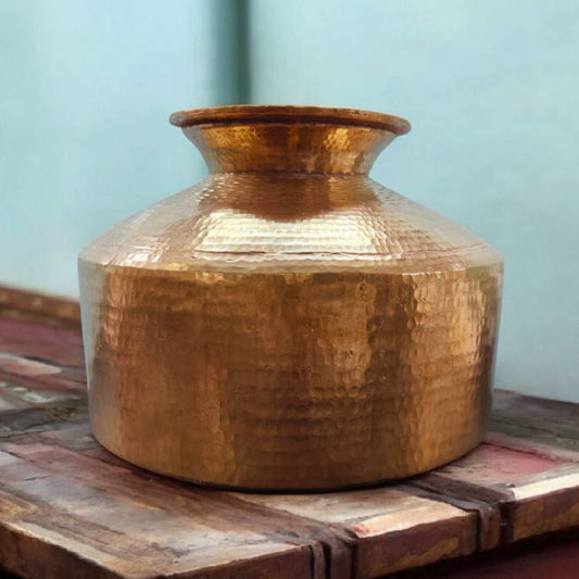 ORIGINAL ANTIQUE: AT/196 - Original Vintage Pure Brass Beautifully Hammered Unique Shape Water Pot | KITCHENWARE | UTENSILS | HOME APPLIANCES