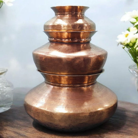 AT/006 - Set of 3 - Original Antique Pure Brass Beautiful Shape Water Pots