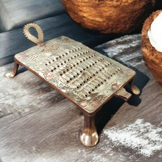 ORIGINAL ANTIQUE: AT/080 - Original Vintage Pure Brass Grater | Scraper traditionally known as "Khisni" | KITCHENWARE | UTENSILS | HOME APPLIANCES