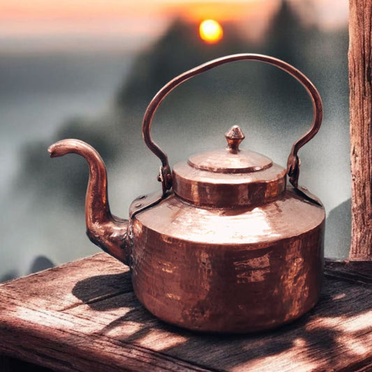 ORIGINAL ANTIQUE: AT/079 - Original Vintage Pure Copper Beautifully hammered Tea Kettle | KITCHENWARE | UTENSILS | HOME APPLIANCES