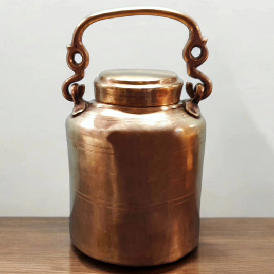 ORIGINAL ANTIQUE: AT/116 -Vintage Brass Big Size Milk / Ghee / Oil Canister With Air Tight Lid And Strong Handle | KITCHENWARE | UTENSILS | HOME APPLIANCES