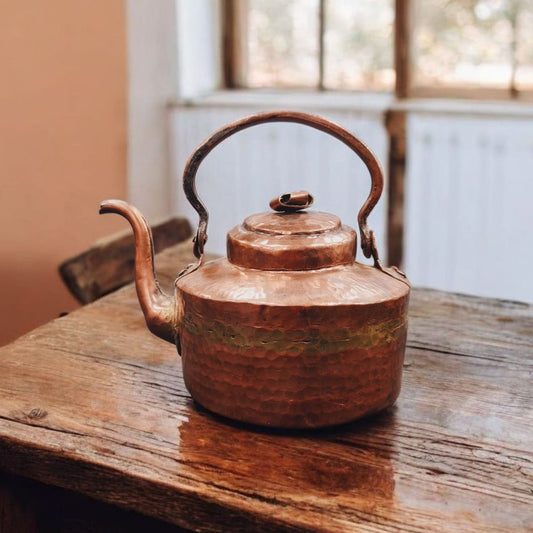 ORIGINAL ANTIQUE: AT/021 - Original Antique Pure Copper Beautifully hammered Tea Kettle | KITCHENWARE | UTENSILS | HOME APPLIANCES