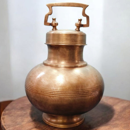 ORIGINAL ANTIQUE: AT/131 - Vintage Rare Pure Brass Very Beautiful Round Shape Gangajal Lota Traditionally Known As "KAMANDAL" | KITCHENWARE | UTENSILS | HOME APPLIANCES