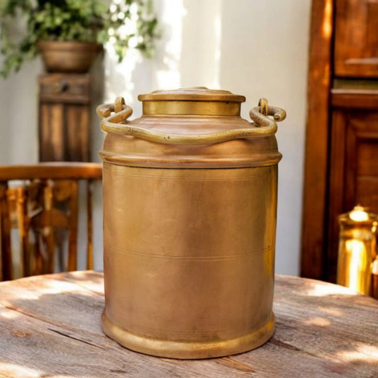 ORIGINAL ANTIQUE: AT/158 - 100% Pure Brass Vintage Air Tight Unique Shape Milk / Ghee / Oil Canister | KITCHENWARE | UTENSILS | HOME APPLIANCES