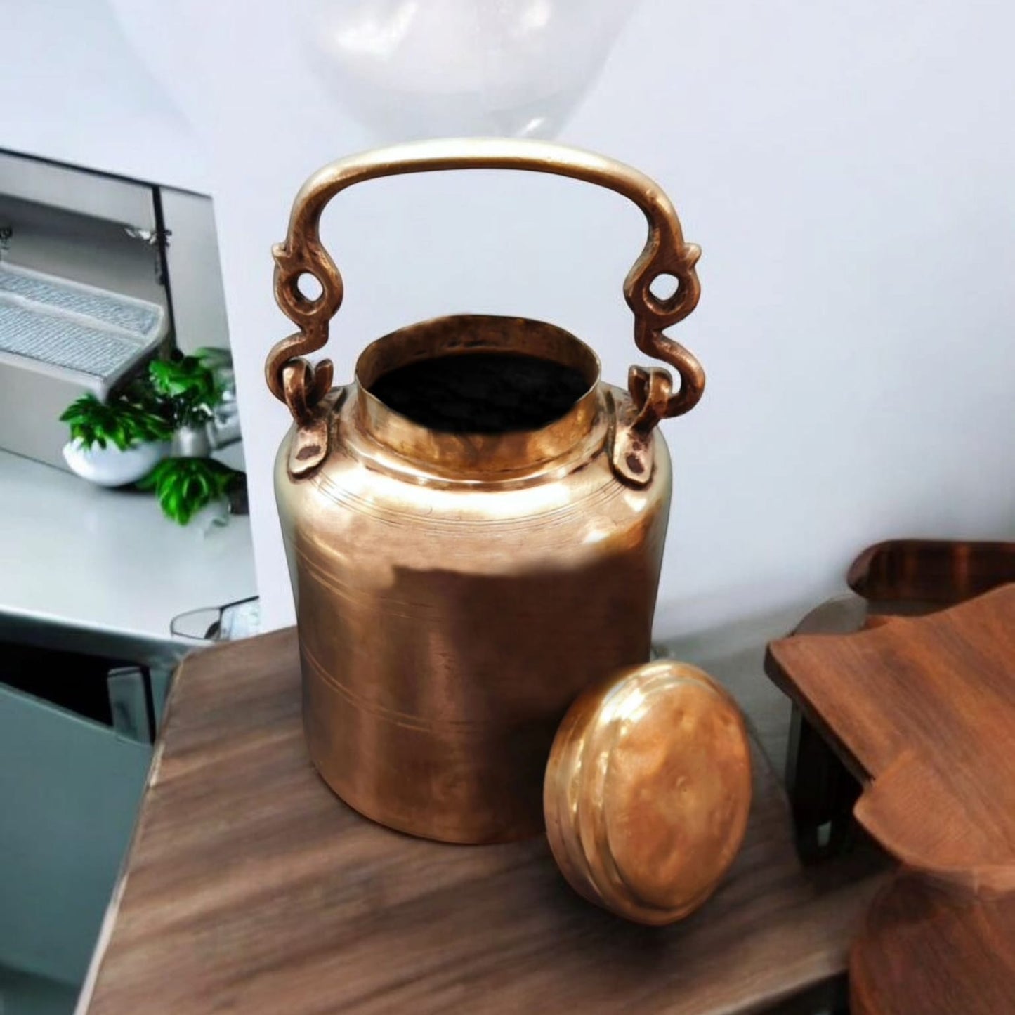 ORIGINAL ANTIQUE: AT/160 - 100% Pure Brass Vintage Unique Shape Milk / Ghee / Oil Canister | KITCHENWARE | UTENSILS | HOME APPLIANCES