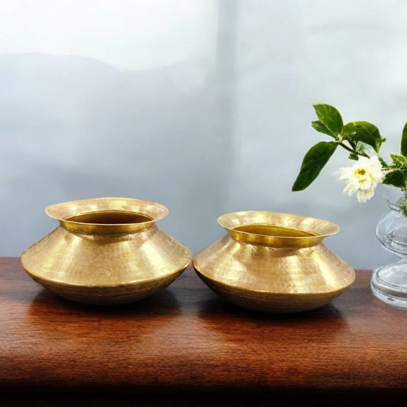ORIGINAL ANTIQUE: AT/112 - Set of 2 - 100% Pure Brass Beautifully Hammered Vintage Water Pots | KITCHENWARE | UTENSILS | HOME APPLIANCES