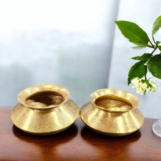 ORIGINAL ANTIQUE: AT/112 - Set of 2 - 100% Pure Brass Beautifully Hammered Vintage Water Pots | KITCHENWARE | UTENSILS | HOME APPLIANCES