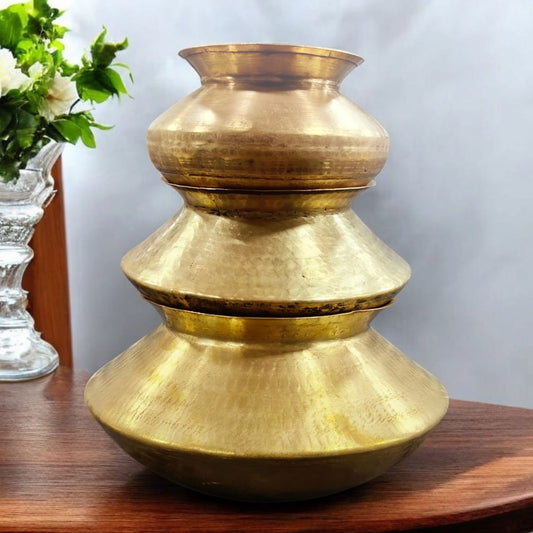 ORIGINAL ANTIQUE: AT/113 - Set of 3 - 100% Pure Brass Beautifully Hammered Vintage Water Pots | KITCHENWARE | UTENSILS | HOME APPLIANCES