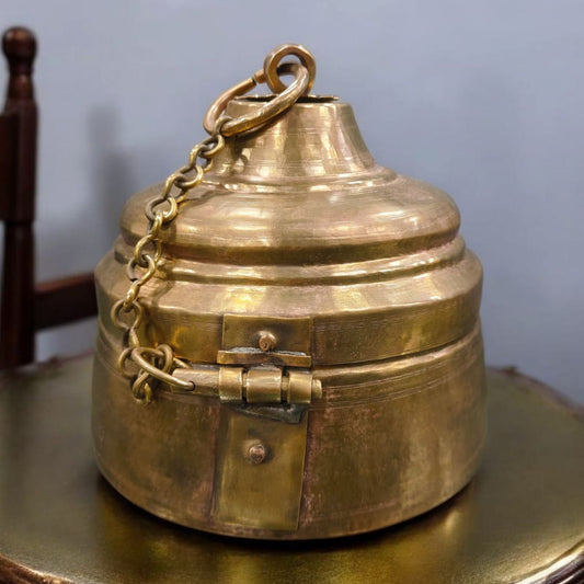 ORIGINAL ANTIQUE: AT/189 - 100% Pure Brass Rare Vintage Unique Shape Handmade Multipurpose | Jewellery Box | Unique Lock System | KITCHENWARE | UTENSILS | HOME APPLIANCES