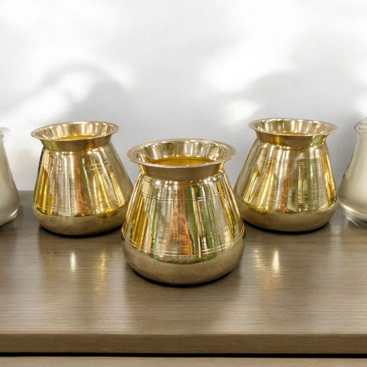 ORIGINAL ANTIQUE: AT/214 - SET OF 3 - 100% Pure Brass Very Beautiful Unique Shape Vinatge Water Pot | Kalash | Tumbler | KITCHENWARE | UTENSILS | HOME APPLIANCES