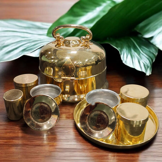 BRAND NEW: NW/044A - 100% Pure Brass Very Beautiful Round Shape Paan daan - Beetle Nut Supari Box - with lock system - Complete Set | KITCHENWARE | UTENSILS | HOME APPLIANCES